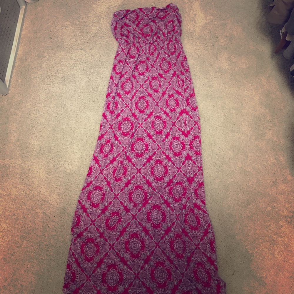 Pinkblush Pink Paisley Strapless Maxi Dress